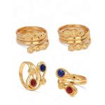 AanyaCentric Set of 2 Pair Gold-Plated Toe Rings Adjustable, Traditional & Fashion Accessories