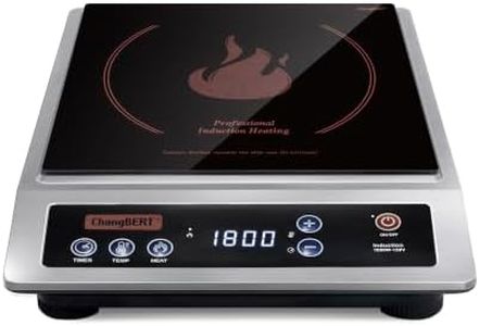 ChangBERT Professional Induction Cooktop, NSF Certified Countertop Burner, Large Coil for Even Heating, Precise Temperature Control, 10 Hours Timer, 1800W Powerful Hot Plate for Home & Commercial Use