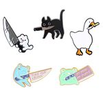 Animal with Knife Enamel Brooch Pin Set for Backpacks Jackets Cute Enamel Pins anime pins Cartoon Frog Cat Duck with Knife Enamel Brooch Pins For Kids Men Women