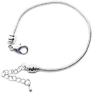 Beading Station BSI - Silver Plated Charm Bracelet Snake Chain with Screw End + Extender Chain 3.5mm Thick Don’t Need Clips or Stop Beads Anymore. (8 Inches)