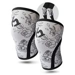 Mighty Buns – Knee Sleeves, High-Performance Weightlifting Knee Sleeves, Knee Compression Sleeve for Squats, Powerlifting, CrossFit, Small, Peonies, 1 Pair