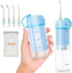 Bitvae P1 Water Dental Flosser, Travel Water Cleaner Picks, Cordless Mini Water Teeth Cleaners with Telescopic Water Tank, IPX7 Waterproof Oral Irrigator, Brace & Sensitive Teeth Care, Sky Blue