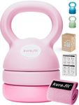 kure.fit Adjustable Kettlebell | 2.3 kg– 5.4 kg | Home Gym Kettlebell & Fabric Resistance Band Set | For Strength, Cardio, Full-Body Training | Ideal for Women & Beginners | Pink