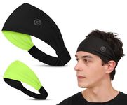 Athmonk Lycra Multipurpose Reversible Headband For Men Women, Colorful Stylish Sweatband Quick Dry Manage Long Hair Wide Snug Fit Elastic For Sports, Running, Gym, Cricket, Badminton, Green