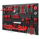 Tool Wall Storage System - 1152 x 780 mm Wall Shelf with Tool Holders - Set of 38 Accessories Tool Hole Wall Workshop Shelf Hooks