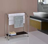 Kings Brand Victory Chrome Free Standing Bathroom Towel Rack Stand with Shelf