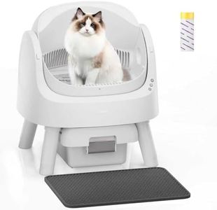 PetPivot Self-Cleaning Cat Litter Box for Multiple Cats - Automatic, Open Top, White with Liners and Mat Included