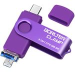 128GB USB 3.0 Flash Drive 3 in 1 Photo Stick for Android Phones, BORLTER CLAMP OTG Memory Stick with 3 USB Ports (USB C, microUSB, USB-A) for Samsung Galaxy, Tablet, PC and More (Purple)