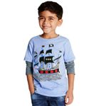 Little Boys Long Sleeve T-Shirt Toddler Kids Cotton Tops Corsair Raglan Sweatshirt 4-5Y Light Blue