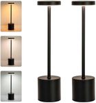ZOOPEEN 2 Pack LED Cordless Rechargeable Table Lamp,4000mAH Battery Operated Desk Light,Touch 3 Color & Stepless Dimming Bedside Lamps,Modern Small Portable Night Light,for Bedroom/Restaurant(Black)
