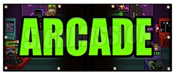 36"x96" Arcade Banner Sign Video Pinball skeeball Bowling Games Shooting Play