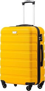 COOLIFE Suitcase Trolley Carry On Hand Cabin Luggage Hard Shell Travel Bag Lightweight with TSA Lock and 4 Spinner Wheels (Yellow, S(20 inch)_Carry on)