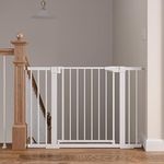 Mumeasy Baby Gate, 29.6"-46" Extra Wide Pet Gate with Walk Through Door, Pressure Mounted Auto Close Dog Gate for Stairs & Doorways