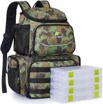 N NEVO RHINO Fishing Tackle Backpack with Rod Holders, 4 Tackle Boxes, 40L Large Storage Waterproof Fishing Bag for Fishing