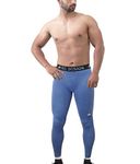 ReDesign Apparels Redesign Men Nylon Sports Compression Pant/Legging/Full Tights (Color Options) (Large, Olympic Blue)