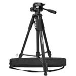 Huepar Lightweight 160cm Adjustable Laser Level Tripod with 3-Way Swivel Pan Head, Portable Handle, Bubble Level, Quick Release Plate with 1/4" Screw Mount & 5/8" UNF Adapter Nut - Camera Tripod T16A