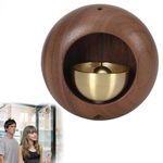 Kidoca Vintage Small Japanese Style Round Wooden Doorbell Wireless Door Bell with Brass Opening for Entry Alert, Shopkeepers & Office Chime, Hanging Decoration and Dopamine Home Entrance Bells