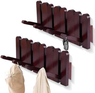 Solid Beechwood Wall Mount Coat Hooks with 4 Heavy-Duty Anti-Slip Hooks, Art Decor Coat Rack for Entryway Bathroom Bedroom Holds Coats Hats Towels Backpacks Wooden Coat Hanger Wall Mount (2 Packs)