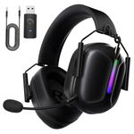 Gvyugke Wireless Gaming Headset for PS5, PC, PS4, Mac, Nintendo Switch, Gaming Headphones with Microphone, Bluetooth Gaming Headset, Stereo Sound, RGB Light, 3.5mm Wired Mode for Xbox Series -Black