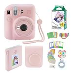 Fujifilm Instax Mini 12 Instant Camera with Case, 20 Fujifilm Prints, Decoration Stickers, Frames, Photo Album and More Accessories (Blossom Pink)