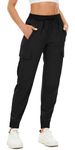 SMENG Womens Cargo Trousers Quick Dry Ladies Summer Trousers Airy Explorer Hiking Pants Women Zippers Stylish Sweatpants for Women UK Black Size M(UK12-14)