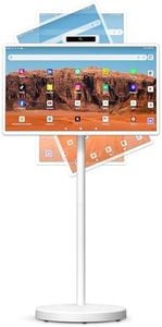 32 Inch Portable Smart TV | 1080P Touch Screen | Android 15 8G+128GB Storage | Movable Monitor on Wheels | 5MP Camera | 38,400 mAh Battery | Voice/Airmouse Remote Control | Versatile Rotatable Display