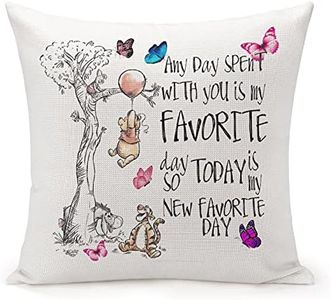 MKONY Friend Quotes Pillow Cover,Inspirational Gifts, Any Day Spent with You is My Favorite Day, Linen Decorative Pillows Case for Sofa Bedroom Room 18x18 inch