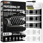 Endhokn Black Leather Repair Kit, 3 Black 2 White Vinyl Repair Kit Fix Scratches Cuts Rips Holes Tears Cracks Leather Filler for Car Seats, Sofa, Jacket, Bags, Purse, Belts, Furniture