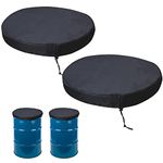 Chuanke 55 Gallon Drum Cover with Stretchable Adjustable Drawstring , 55 Gallon Drum Lid Cover 25.59 inches Diameter Fits Most Water Barrel and Trash Can Waterproof All-Weather Protection (2 Pack )