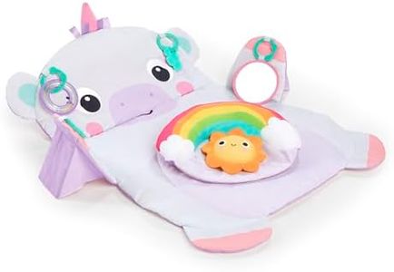 Bright Starts Tummy Time Prop & Play Oversized Baby Activity Gym, Unicorn, Large Playmat with 4 Removable Toys and Support Cushion, Machine Washable, Easy to Store, Age Newborn and up, Purple