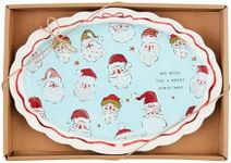 Mud Pie Santa Boxed Sentiment Plates, 6 3/4" x 9 3/4", BLUE