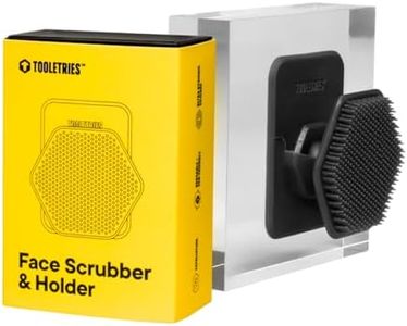 Tooletries – Silicone Face Scrubber & Holder - Gentle Exfoliator Facial Cleansing Brush with Shower Storage Grip - Removes Dead & Dry Skin - Soft-Touch Shower & Bathroom Accessory - Charcoal