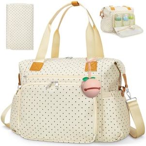 KUBYA Diaper Bag Tote, Diaper Tote Bag Travel Hospital Mommy Baby Nappy Tote Bag for Women, Corduroy Stylish Cute Gym Tote Bag for Women, with Silicone Pacifier Case & Changing Pad