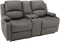 Camper Comfort 67" Wall Hugger Reclining | RV Theater Seats | Double Recliner RV Sofa & Console | RV Couch | RV Theater Seating | RV Furniture (Powered, Slate)