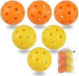 Amoswiz Pickleball Balls,6-Pack 40 Holes Outdoor Pickleball Balls with Mesh Bag (Outdoor 6 Pack)