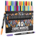 Fabric Pens - Set of 40 - Non Toxic, Indelible and Permanent Fabric Paint, Pens Fine Point Tip - Fine Point Textile Marker Pen