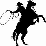 Design with Vinyl 1 Pro 185 Decor Item Cowboy on A Horse Rodeo Fun Wall Decal Peel and Stick Sticker Mural, 10 x 15-Inch, Black