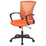 Home Office Chair Mid Back PC Swivel Lumbar Support Adjustable Desk Task Computer Ergonomic Comfortable Mesh Chair with Armrest (Orange)