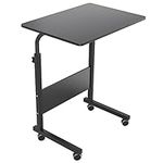 DlandHome Mobile Side Table 23.6 inches on Wheels Adjustable Movable Portable Laptop Computer Stand for Bed Sofa, Black 05#1-60BK