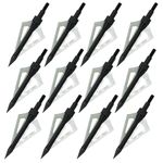 12Pack Hunting Broadheads, Archery Broadheads， 3 Blades Archery Broadheads 100 Grain Screw-in Archery Arrows Hunting Points， Metal Tips Compatible with Crossbow and Compound Bow