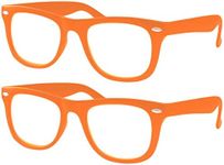 grinderPUNCH 2 Pack Kids Nerd Glasses Clear Lens Geek Costume Black Frame Children's (Age 3-10) (Orange)