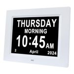 [2020 Upgrade] Extra Large Digital Calendar Day Date Clocks with 12 Alarm Options Non-Abbreviated Day & Month impaired Vision Dementia Clock for Senior Elderly