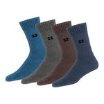 ARKYLE Socks for Men Woolen Thermal Socks Calf Length Thick Terry Winter Wear Socks, Free Size, multicolored, Pack of 4 Pairs