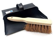 Black Hooded Metal Dust Pan and Soft Brush Dustpan ash pan Traditional Dustpan and Brush