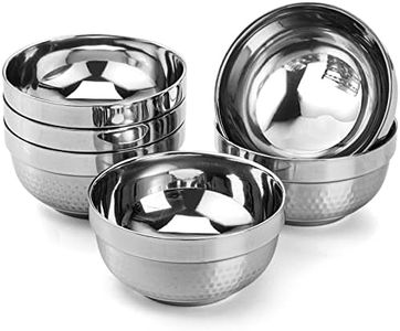 ZENFUN 6 Pack 304(18/8) Stainless Steel Bowls 5 Inch Snack Bowls, 17 Oz Soup Bowls Lightweight Salad Bowls Double-walled Insulated Bowls for Rice, Fruit, Ice cream, Food-grade Material