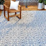 Home Dynamix Nicole Miller Patio Country Danica Indoor/Outdoor Area Rug, 7'9" x10'2, Modern Ikat Blue/Gray