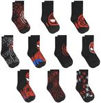 Spiderman Boys Socks, 10-Pack of Decorative Spiderman Toddler Socks, Amazing Marvel Legends Socks for Boys, Black Assorted, 4-7 Years