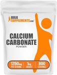 BulkSupplements.com Calcium Carbonate Powder - Calcium Supplement, Calcium 500mg - Calcium Carbonate Food Grade, 1250mg (500mg Calcium) per Serving, 1kg (2.2 lbs) (Pack of 1)