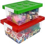 Bins & Things Toy Organizers and Storage Set of 2 large and small stackable storage bins - Clear toy storage bin- Organizers and storage for Puzzles, Dolls, Cars and Other Toys