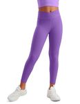 CRZ YOGA Girls Butterluxe Crossover Athletic Leggings - High Waist V Cross Kids Lounge Pants Yoga Active Dance Running Tights Royal Lilac X-Small